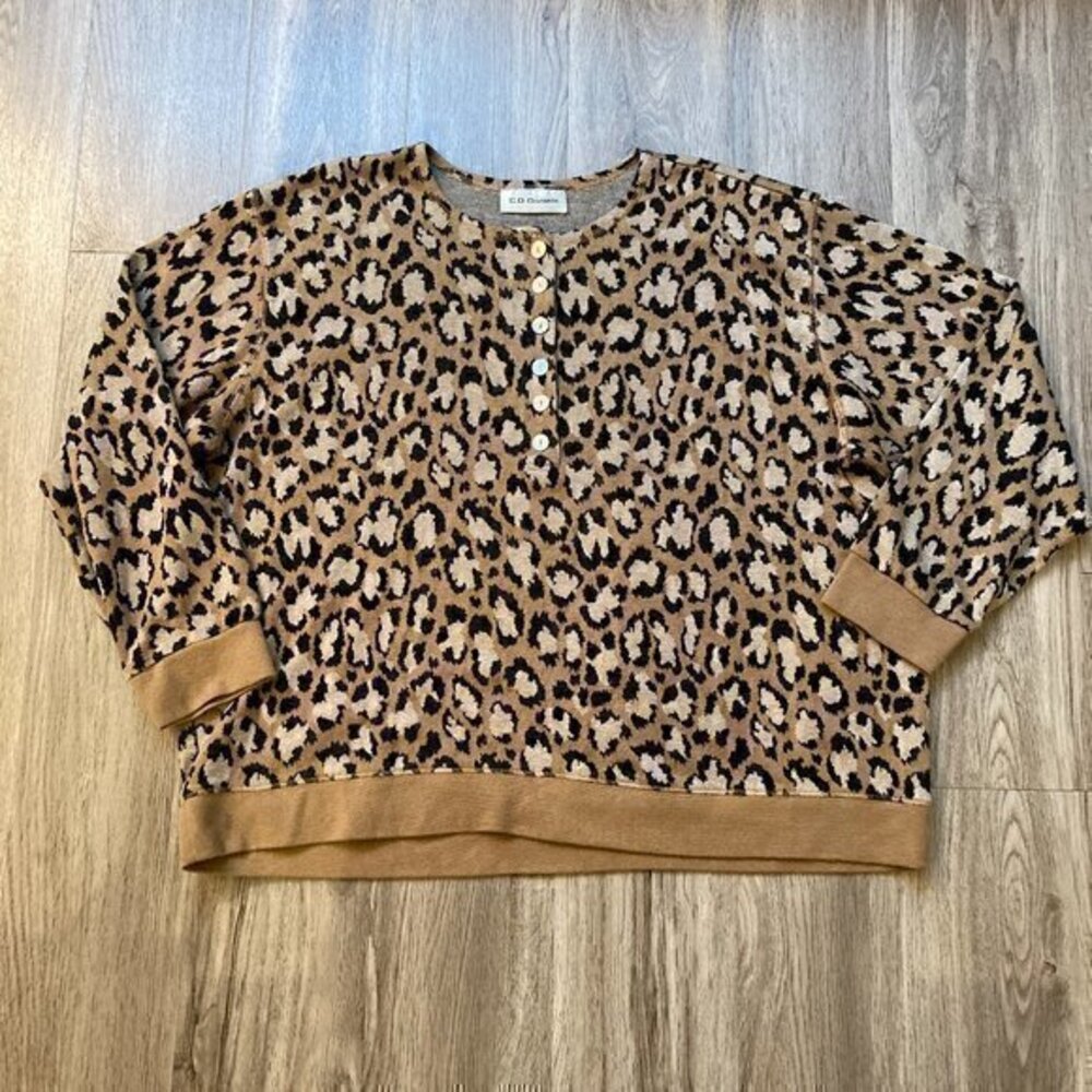 C.D. Daniels Leopard Print Sweater Plus Size 3X
